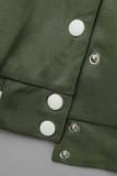 Pantaloni cardigan patchwork casual alla moda verde militare manica lunga due pezzi