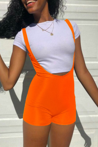 Tangerine Casual Solid Patchwork O Neck Short Sleeve Two Pieces