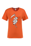 T-shirts orange à col rond et patchwork à imprimé Fashion Street