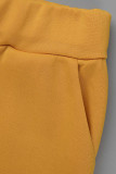 Orange Mode Casual Patchwork Cardigan Pantalon Manches Longues Deux Pièces