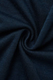 Due pezzi senza maniche con cinturino senza maniche casual con patchwork blu casual