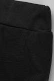 Schwarze, sexy, solide, durchsichtige Patchwork-Höschen mit normaler hoher Taille und einfarbigem Bleistift