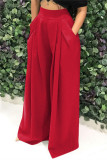 rojo moda casual sólido patchwork regular cintura alta convencional color sólido bottoms