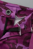 Camouflage Casual Stampa Camouflage Stampa Regolare Vita alta Dritto Pantaloni a stampa intera