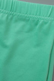 verde casual estampado patchwork o cuello sin mangas dos piezas