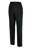 Black Fashion Casual Solid Basic Regular High Waist Trousers