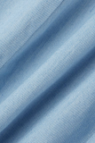 Синий сексуальный однотонный узкий комбинезон на тонких бретельках в стиле пэчворк