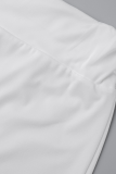 Белый сексуальный сплошной пэчворк с V-образным вырезом и коротким рукавом из двух частей