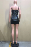Черный сексуальный характер пэчворк спагетти ремешок юбка-карандаш платья