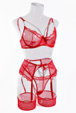 Красное модное сексуальное сплошное выдолбленное лоскутное прозрачное белье с открытой спиной и цепочками
