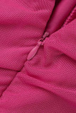 Rose Red Sexy Solid Patchwork Off-shoulder Een Stap Rok Plus Size Jurken