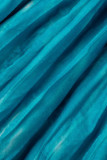 Небесно-голубой сексуальный принт в стиле пэчворк с открытой спиной и лямкой на шее платья линии