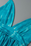 Paarse sexy print patchwork backless halter A-lijn jurken
