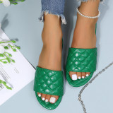 Chaussures de porte confortables rondes de couleur unie décontractées en patchwork de mode verte