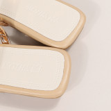 Zapatos cómodos cuadrados de diamantes de imitación de patchwork casual de moda dorada