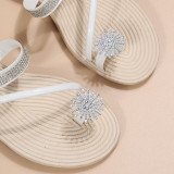 Zapatos cómodos redondos de diamantes de imitación de patchwork informales de moda plateada