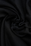 Patchwork uni sexy noir sur l'épaule une étape jupe robes de grande taille