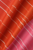 Macacão reto laranja vermelho estampado casual patchwork com alça de espaguete