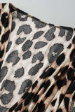 Luipaardprint Sexy print patchwork V-hals A-lijn jurken