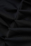 Vestidos de retalhos pretos Sexy Sólidos Ombro Um Passo Saia Plus Size