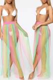 Colour Sexy Print Patchwork See-through Slit Swimwears Cover Up