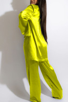 Yellow Sexy Solid Patchwork Turndown Collar Long Sleeve Three Pieces