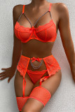 Lingerie sexy senza schienale con catene trasparenti con patchwork scavato alla moda arancione