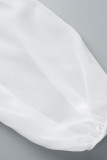 Белая сексуальная однотонная лоскутная юбка с открытыми плечами Платья больших размеров