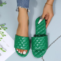 Chaussures de porte confortables rondes de couleur unie décontractées en patchwork de mode verte