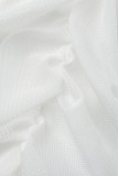 Белая сексуальная однотонная лоскутная юбка с открытыми плечами Платья больших размеров