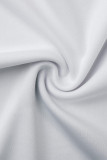 ホワイトファッションカジュアルプリントパッチワークOネックハーフスリーブツーピース