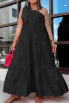 黒のセクシーなカジュアルな固体包帯背中の開いた斜めの襟ノースリーブのドレス