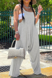 Grey Sexy Casual Solid Backless Spaghetti Strap Harlan Jumpsuits (Without Tube Top)
