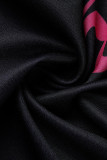 Бордовый модный повседневный комбинезон с буквенным принтом в стиле пэчворк с V-образным вырезом