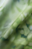 グリーンファッションカジュアルプリント絞り染めバックレススパゲッティストラッププラスサイズジャンプスーツ
