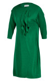 Vert Fashion Casual Solid Patchwork O Neck A Line Robes