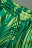 シャンパンファッションカジュアルプリントパッチワークバックルターンダウンカラー半袖ツーピース