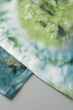 Groene Mode Casual Print Tie-dye Backless Spaghetti Band Plus Size Jumpsuits