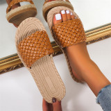 Sapatos confortáveis ​​redondos de patchwork casual moda marrom