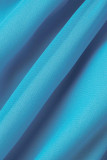 Robes droites dos nu patchwork imprimé sexy bleu