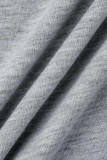 Cinza casual street patchwork sólido gola oblíqua manga curta duas peças