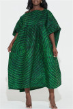 Lila Fashion Casual Plus Size Print Patchwork O-Ausschnitt Kurzarmkleid