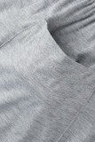 Серый Повседневный Уличный Однотонный Пэчворк Косой воротник С короткими рукавами Из двух частей