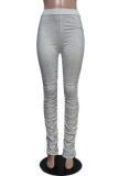 Blanc Gris Fashion Casual Letter Print Fold Skinny High Waist Pencil Positioning Print Bottoms