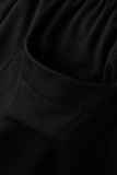 Серый Повседневный Уличный Однотонный Пэчворк Косой воротник С короткими рукавами Из двух частей