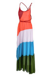 Gele sexy rechte jurken met patchwork en rugloze print