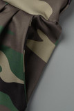 Camouflage Casual Imprimé Camouflage Imprimé Patchwork Taille Haute Jambe Large Bas Imprimé Complet