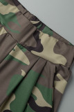 Camouflage Casual Imprimé Camouflage Imprimé Patchwork Taille Haute Jambe Large Bas Imprimé Complet