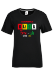 Svart Fashion Street Print Patchwork T-shirts med bokstaven O-hals