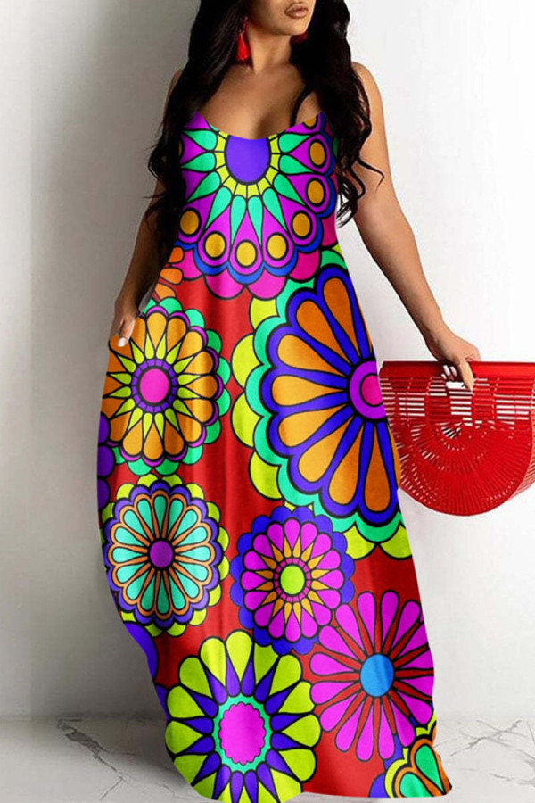 Цветное сексуальное платье с принтом в стиле пэчворк на тонких бретельках Платья больших размеров